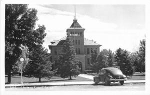 Autos 1940s Choteau teton County Court House Montana RPPC postcard 6469