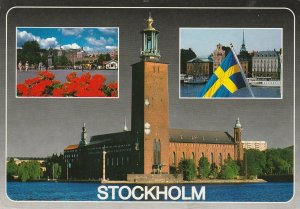 VINTAGE POSTCARD MULTI PICTURES OF STOCKHOLM SWEDEN EUROPEAN SIZE CARD