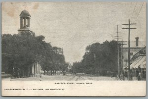 QUINCY MA HANCOCK STREET ANTIQUE POSTCARD