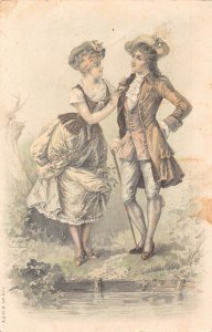 Love Romance 1904 Elegant Classy Couple in Nature vintage postcard B917