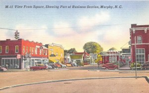 Murphy North Carolina 1940s Postcard Business Section View From Square Cars