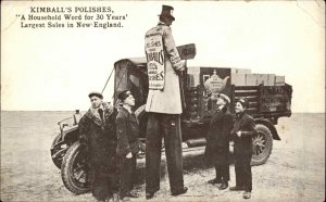 Kimball Furniture Polish Tall Man or Stilts Delivery Truck c1910 Postcard