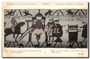 Postcard Old Bayeux Tapestry of Queen Mathilde Guillaume went to Bayeux or re...