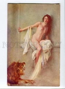 257045 NUDE Female Slave LION by COURSELLES-DUMONT old SALON
