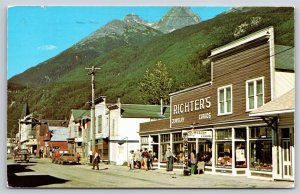 Skagway Alaska~Richters Jewelry & Curios Street View~PM 1981~Vintage Postcard