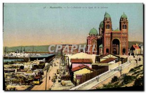 Old Postcard Marseille The Cathedral and Quay de la Joliette