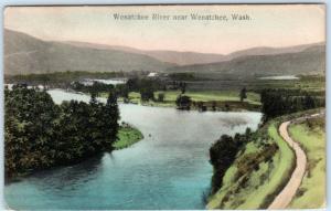 WENATCHEE, Washington  WA   Handcolored  WENATCHEE RIVER  1909 Postcard