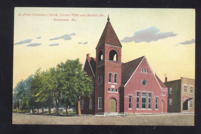 SAVANNAH MISSOURI FIRST CHRISTIAN CHURCH VINTAGE POSTCARD MO. 1908