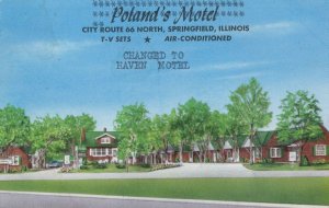Springfield Illinois TV Sets at Poland's Motel Rare USA Postcard