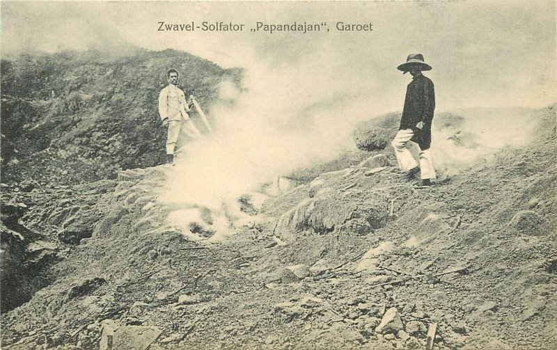 c1907 Indonesia Postcard; Zwavel-Solfator 'Papandajan' Garoet Volcano Steam Vent