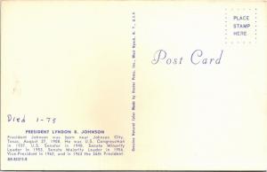 Portrait of President Lyndon B. Johnson Vintage Postcard Y06