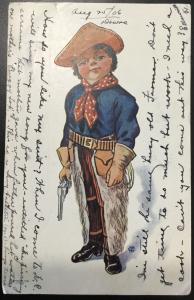 Postcard Used Young Male Cowboy MO LB