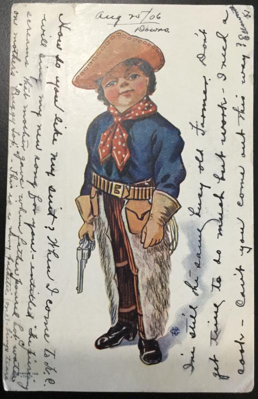 Postcard Used Young Male Cowboy MO LB