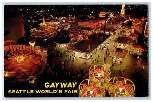 Night Scene On The Gayway Seattle World's Fair Park Washington WA Postcard 