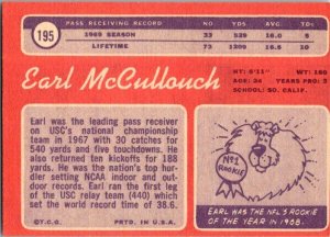 1970 Topps Football Card Earl McCullouch Detroit Lions sk21515