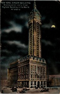 Vtg 1908 Singer Building Manufacturing Company New York City NY Postcard