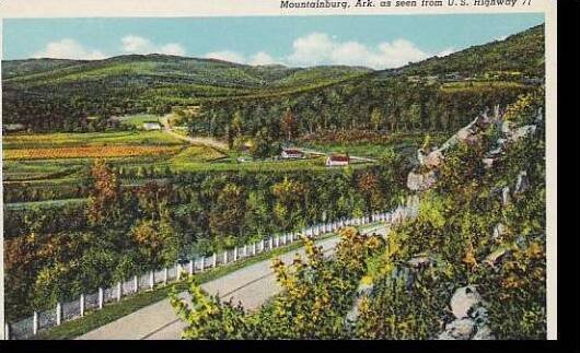 Arkansas Moutainburg As Seen From U S Highway 71 Curteich