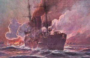 SMS German Imperial Navy Cruiser Battleship WWI  Lovely Art Willy Stower