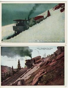CO   PIKE'S PEAK COG ROAD  2 postcards  RAILROAD, TRAIN