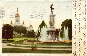 CT - Hartford. Bushnell Park. Corning Fountain, Capitol