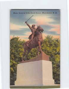 Postcard Major General John Stark Statue, Manchester, New Hampshire