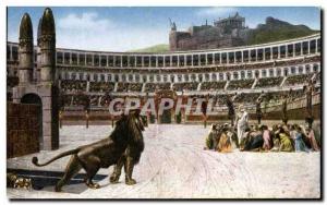 Old Postcard Roma Circo massimo Ultima preghiera Lion