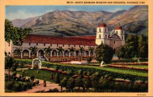 Californi Santa Barbara MIssion and Grounds Founded 1786 Curteich