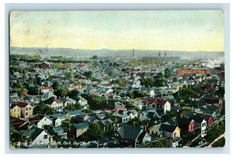 C.1910 Birds Eye View South Park Dayton Ohio Vintage Factory Postcard P94 