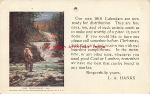 Advertising Postcard, L.A. Hanks, Trout Fishing, Gerlach-Barklow No 3506