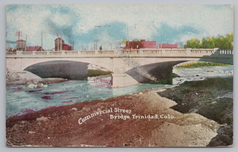 Trinidad Colorado~Commercial Street Bridge Over River~Vintage Postcard 