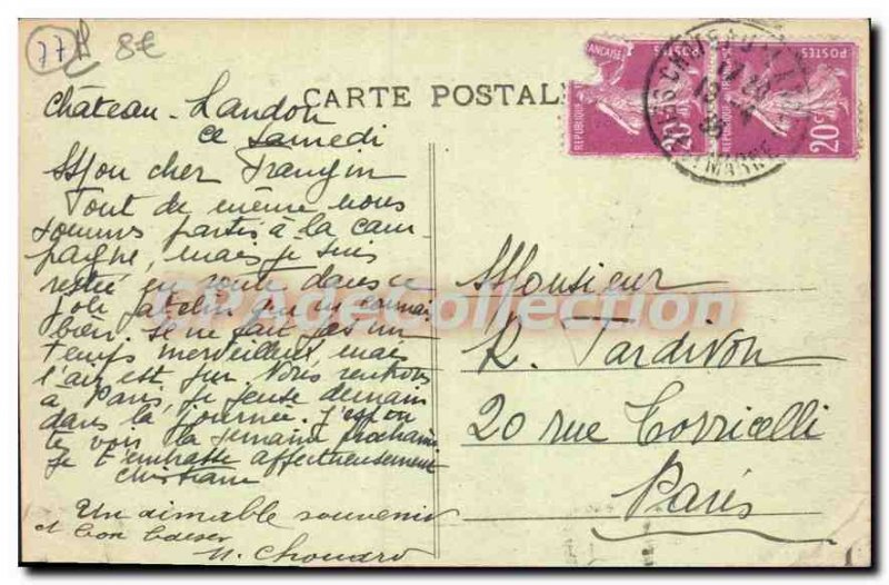 Postcard Old Chateau Landon Vue Generale