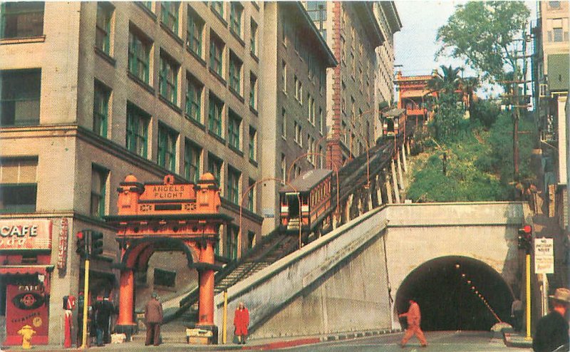 Angel's Flight Railroad Los Angeles, California Chrome Postcard Unused