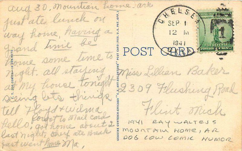 Heading for home Cow Mountain Home Arkansas linen 1941 Postcard Teich 13615