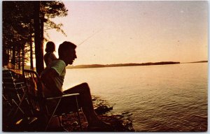 VINTAGE POSTCARD FISHING ON THE LAKE AT GREENWOOD STATE PARK SOUTH CAROLINA