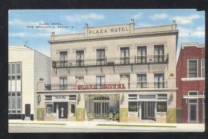 NEW BRAUNFELS TEXAS PLAZA HOTEL VINTAGE LINEN ADVERTISING POSTCARD