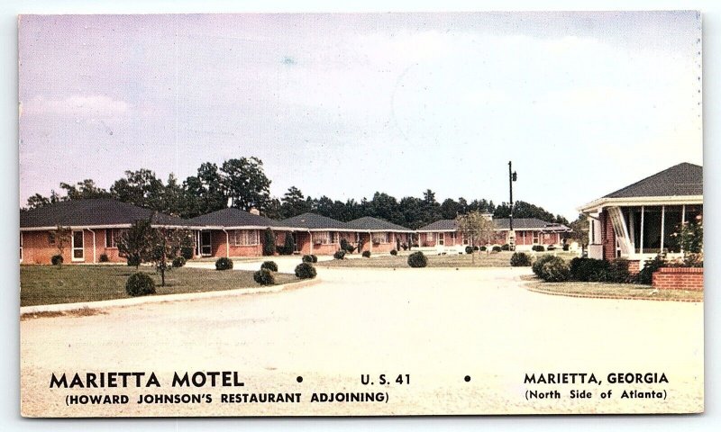 1950s MARIETTA GA MARIETTA MOTEL US 41 HOWARD JOHNSON'S RESTAURANT CHROME P2295