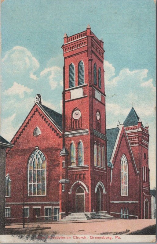 Postcard First Presbyterian Church Greensburg PA 1909