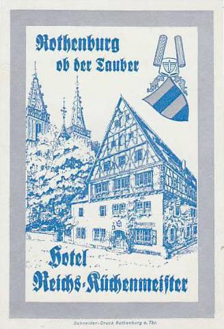 GERMANY ROTHENBURG HOTEL REICHS KUECHENMEISTER VINTAGE LUGGAGE LABEL