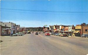 Grayling MI Street View Large Clock Store Fronts Old Cars Postcard