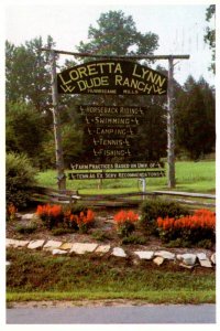 Tennessee Hurricane Hills Loretta Lynn's Ranch Welcome Sign 1986