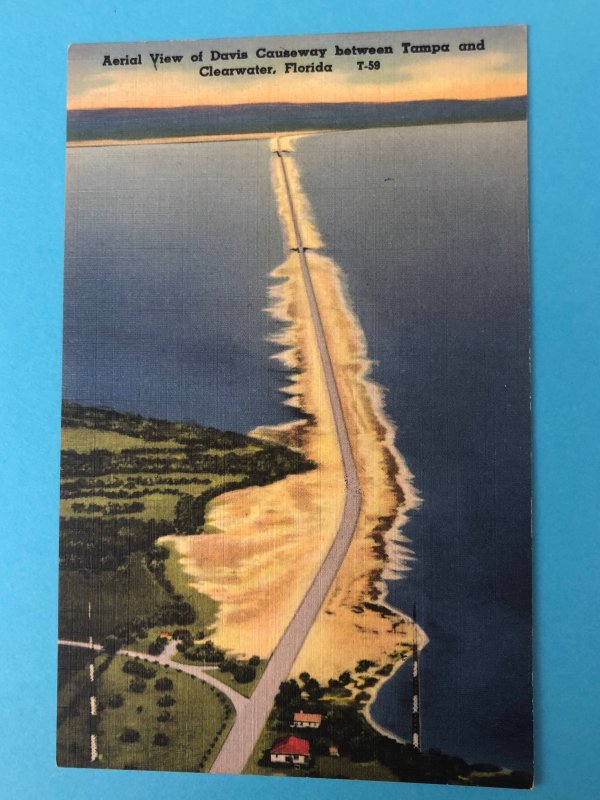 Vintage aerial view of Davis Causeway between Tampa and Clearwater, Fl