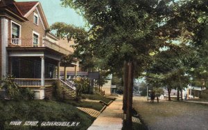 Gloversville New York, 1908 Hight Street Along Pine Trees Vintage Postcard