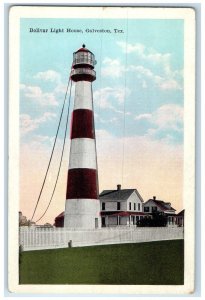 c1920 Bolivar Light House Tower White Fence Houses Galveston Texas TX Postcard