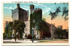 Antique 74th Regiment Armory, Military, Buffalo, NY Postcard