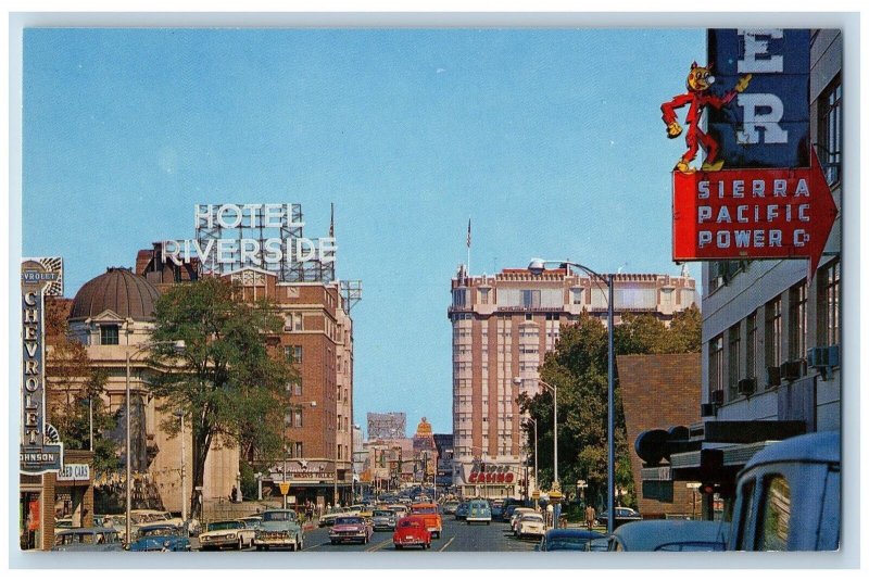 Reno Nevada NV Postcard Virginia Street One Of The Gayest Night Streets c1960's