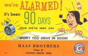 Jackson Center Ohio Haas Brothers Indian Alarm Clock Antique Postcard K80299