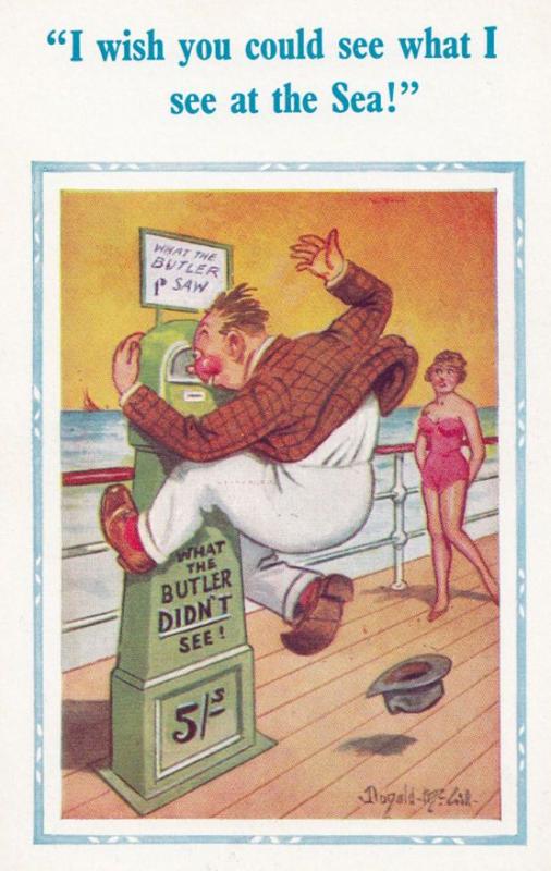 What The Butler Saw Didnt See Seaside Machine Rude Comic Humour Postcard