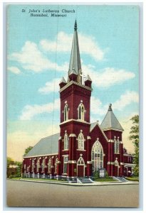 c1940 St. John's Lutheran Church Chapel Exterior Hannibal Missouri MO Postcard