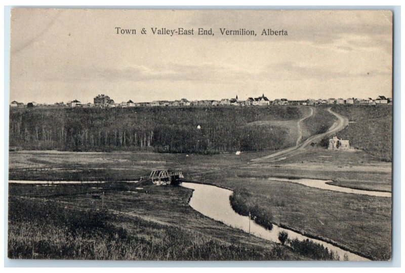 c1910 Town & Valley East End Vermillion Alberta Canada Unposted Antique Postcard