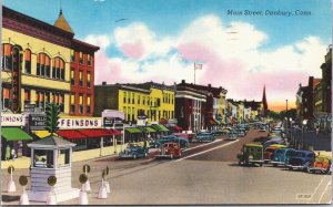 USA Main Street Danbury Connecticut Vintage Postcard 05.42